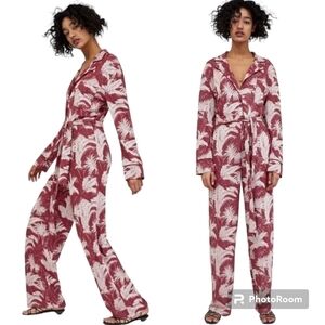 ZARA floral jacquard jumpsuit